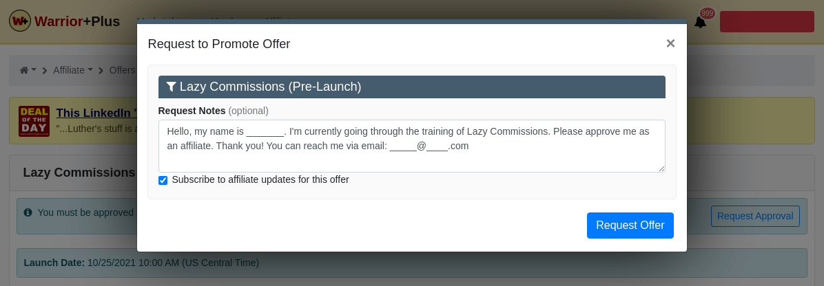 Request Affiliate Link For Lazy Commissions Part 2